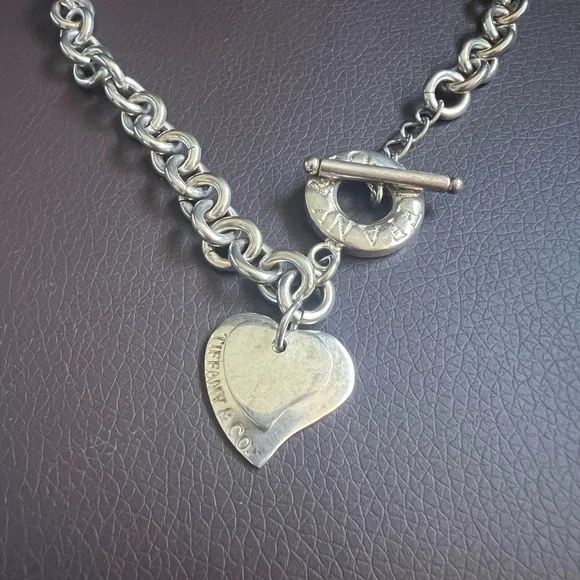 Vintage Chunky 925 silver toggle double heart necklace chain 65 grams! 16” long - Picture 5 of 5